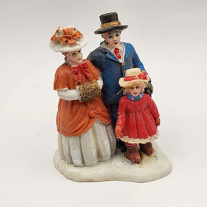 Victorian Christmas Village Figurine Family of 3 Winter Carolers Holiday Decor